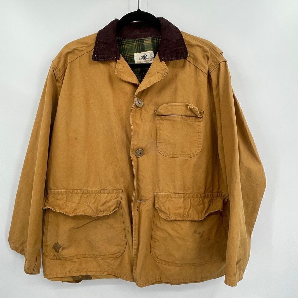 Black Sheep Duck Hunting Yellow Corduroy Collar Button Bomber Jacket  Size Large